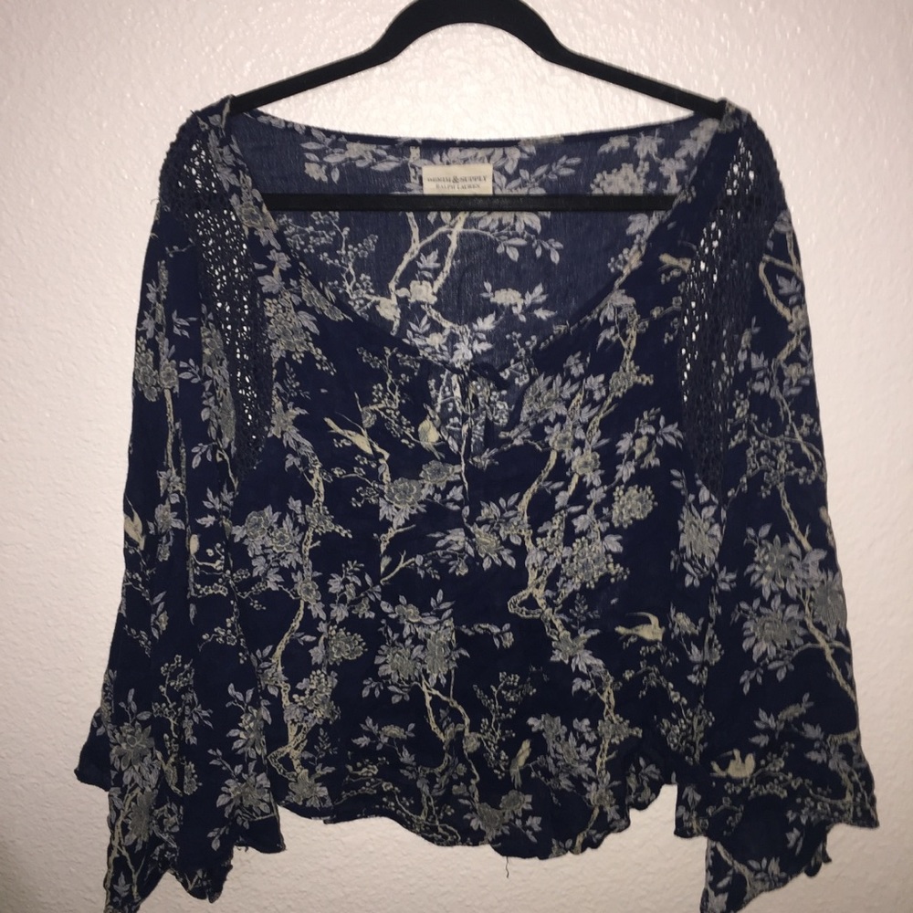 Ralph Lauren Blue floral off the shoulder shirt